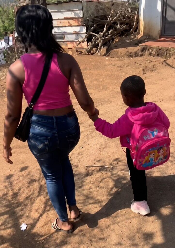Woman with young child